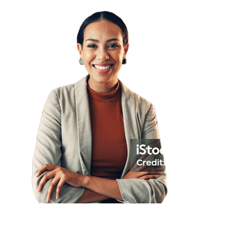 A woman smiling to camera