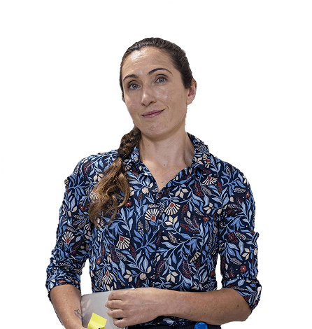 A woman looking to camera