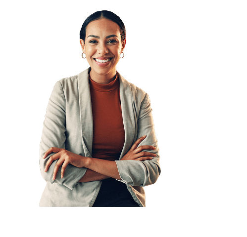 A woman smiling to camera